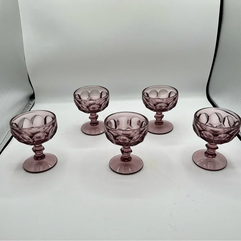 Set of 5 Vintage Amethyst Glass Dessert Cups